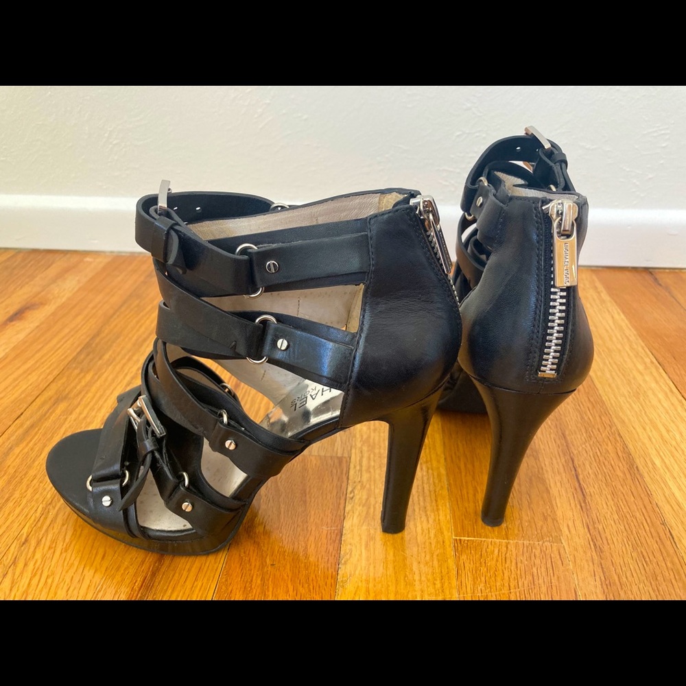 Black strappy Michael Kors heels